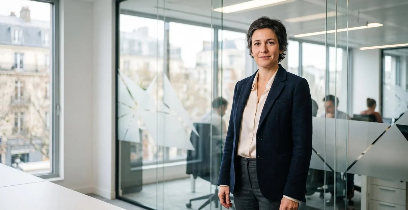 Dirigeant d'une PME francaise dans un bureau moderne, symbolisant la protection contre les cyberattaques