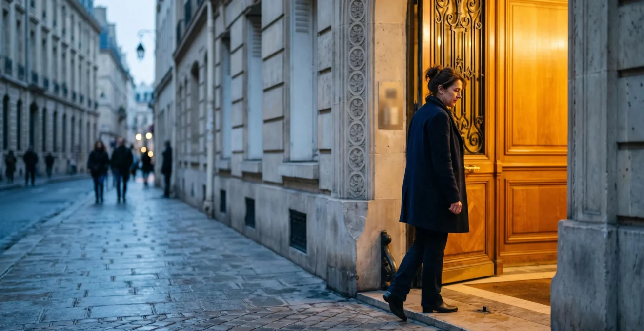 Silhouette d'une personne hésitant entre repartir et entrer dans un espace lumineux, symbolisant la retention des visiteurs sur un site web