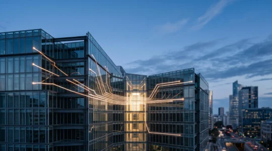 Illustration conceptuelle d'un bouclier numérique protégeant une entreprise française grâce à la segmentation réseau
